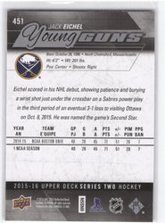2015-16 Upper Deck Series 2 Young Guns #451 Rookie Rc Jack Eichel