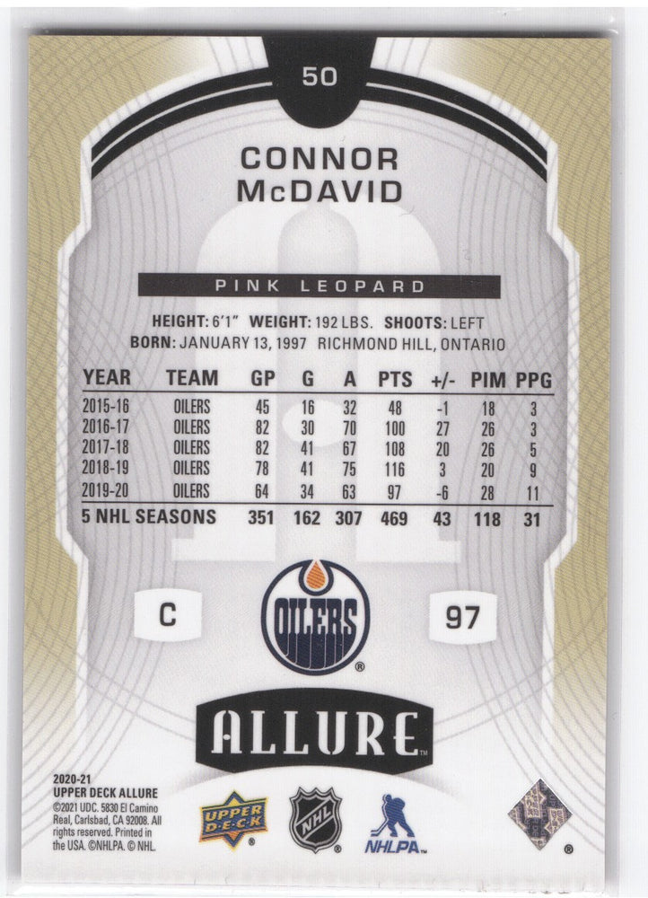 2020-21 Upper Deck Allure Pink Leopard #50 Connor Mcdavid