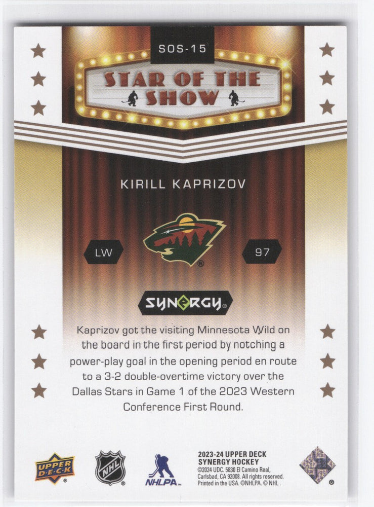 2023-24 Upper Deck Synergy Star Of The Show Sos-15 Kirill Kaprizov