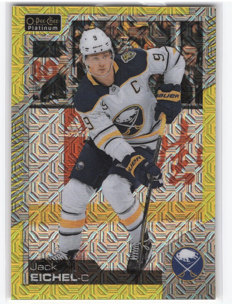 2020-21 Upper Deck O-Pee-Chee Platinum Yellow Traxx #8 Jack Eichel /249