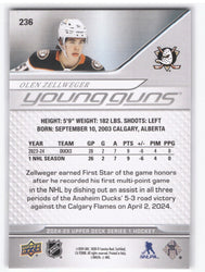 2024-25 Upper Deck Series 1 Young Guns #236 Rookie Rc Olen Zellweger