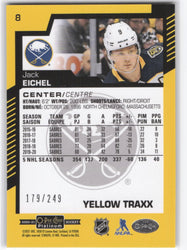 2020-21 Upper Deck O-Pee-Chee Platinum Yellow Traxx #8 Jack Eichel /249