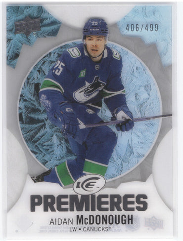 2023-24 Upper Deck Ud Ice Hockey Premieres Clear #229 Rookie Rc Aidan Mcdonough /499