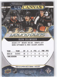 2024-25 Upper Deck Series 1 Young Guns Ud Canvas C-101 Rookie Rc Olen Zellweger