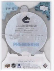 2023-24 Upper Deck Ud Ice Hockey Premieres Clear #229 Rookie Rc Aidan Mcdonough /499