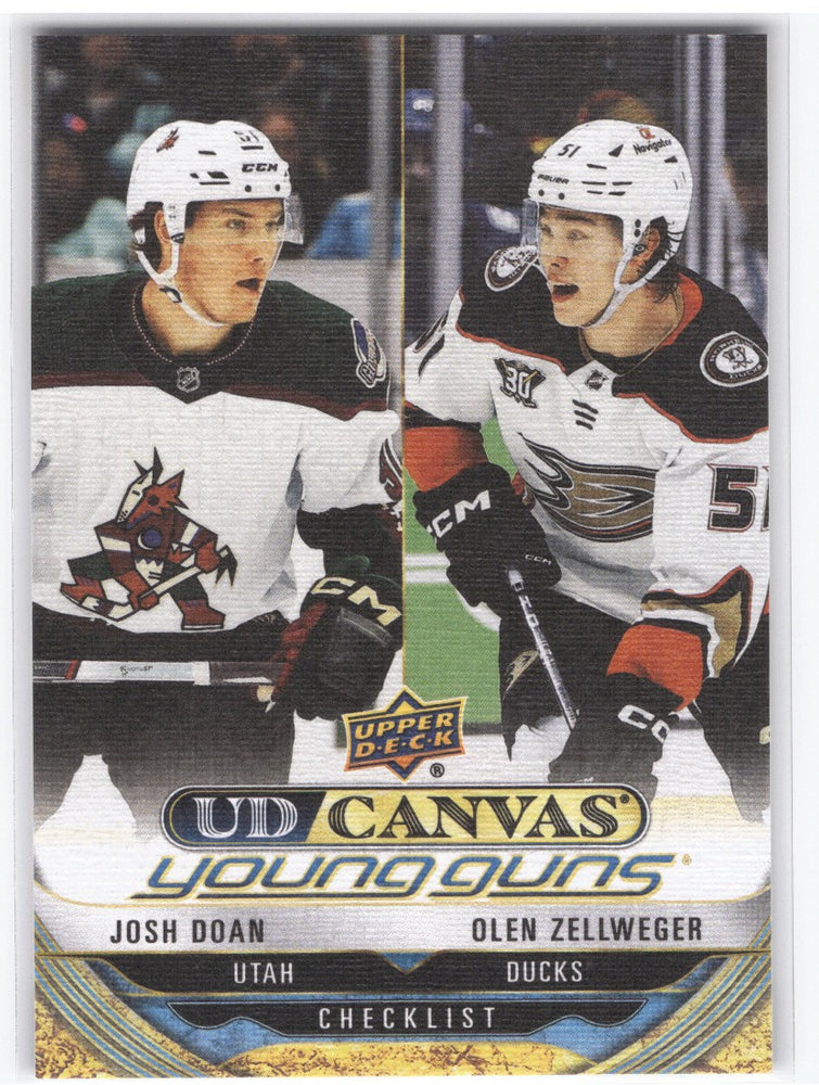2024-25 Upper Deck Series 1 Young Guns Ud Canvas Checklist C-120 Rookie Rc Josh Doan Olen Zellweger