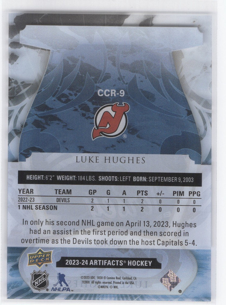 2023-24 Upper Deck Artifacts Rookie Clear Ccr-9 Rookie Rc Luke Hughes