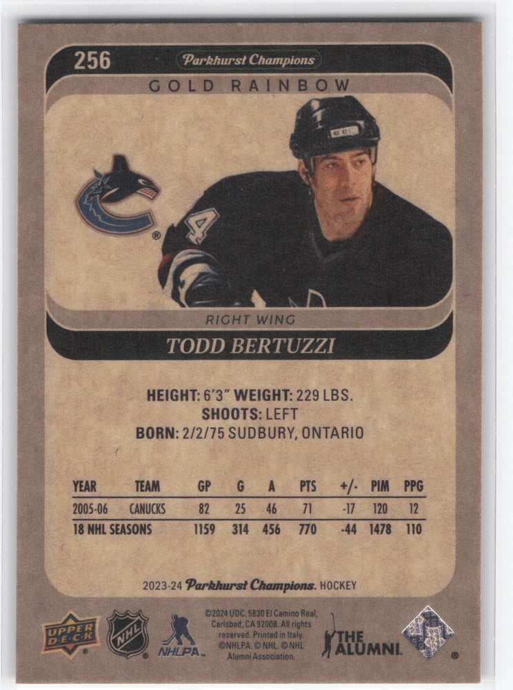2023-24 Upper Deck Parkhurst Champions Legends Gold Rainbow #256 Todd Bertuzzi