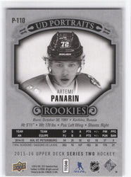 2015-16 Upper Deck Series 2 Ud Portraits Rookies P-110 Rookie Rc Artemi Panarin