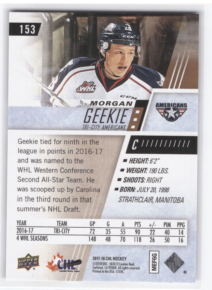 2017-18 Upper Deck Chl Hockey #153 Morgan Geekie