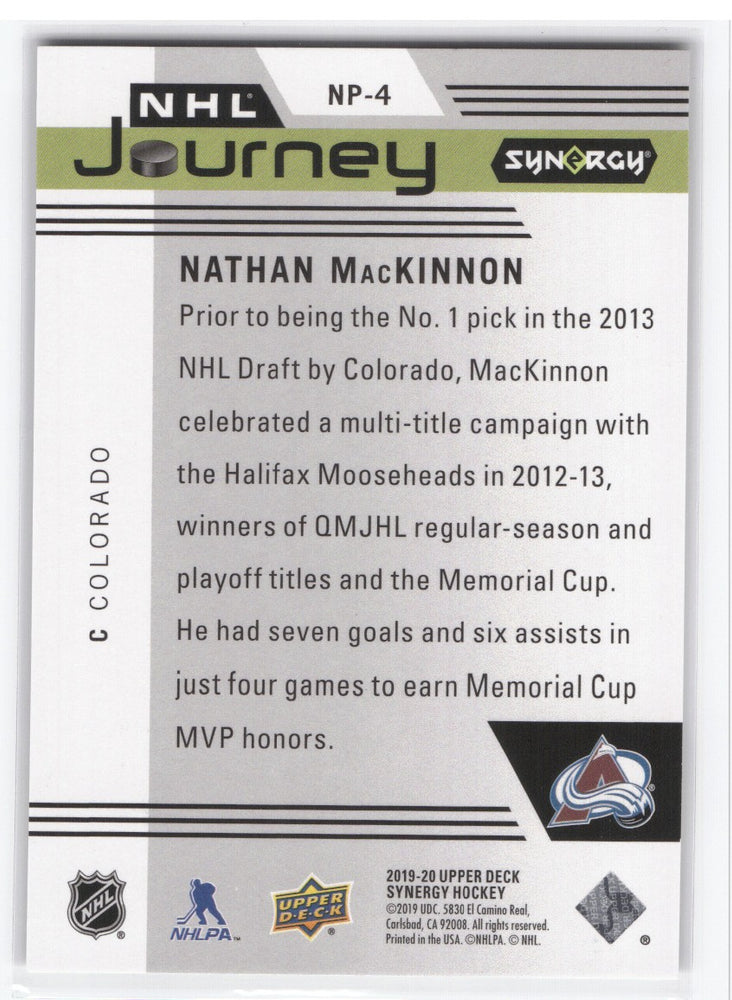 2019-20 Upper Deck Synergy Hockey Nhl Journey Np-4 Nathan Mackinnon /999