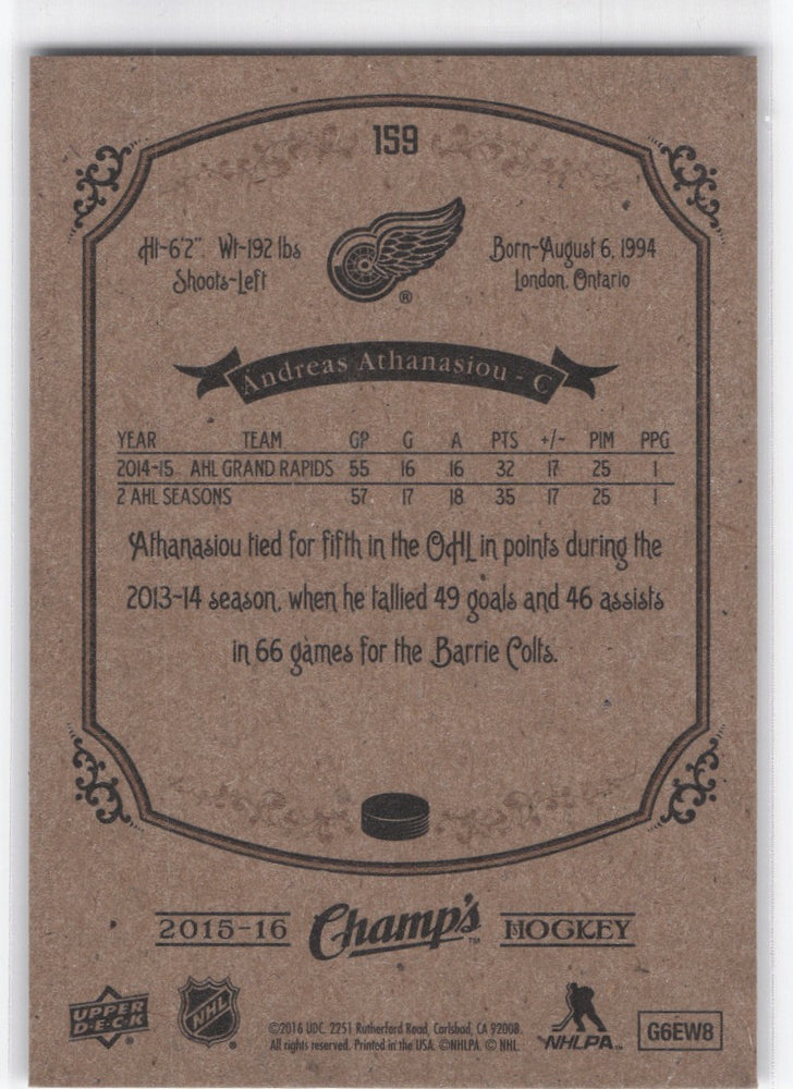 2015-16 Upper Deck Champ'S Hockey Champ'S Rookie #159 Rookie Rc Andreas Athanasiou