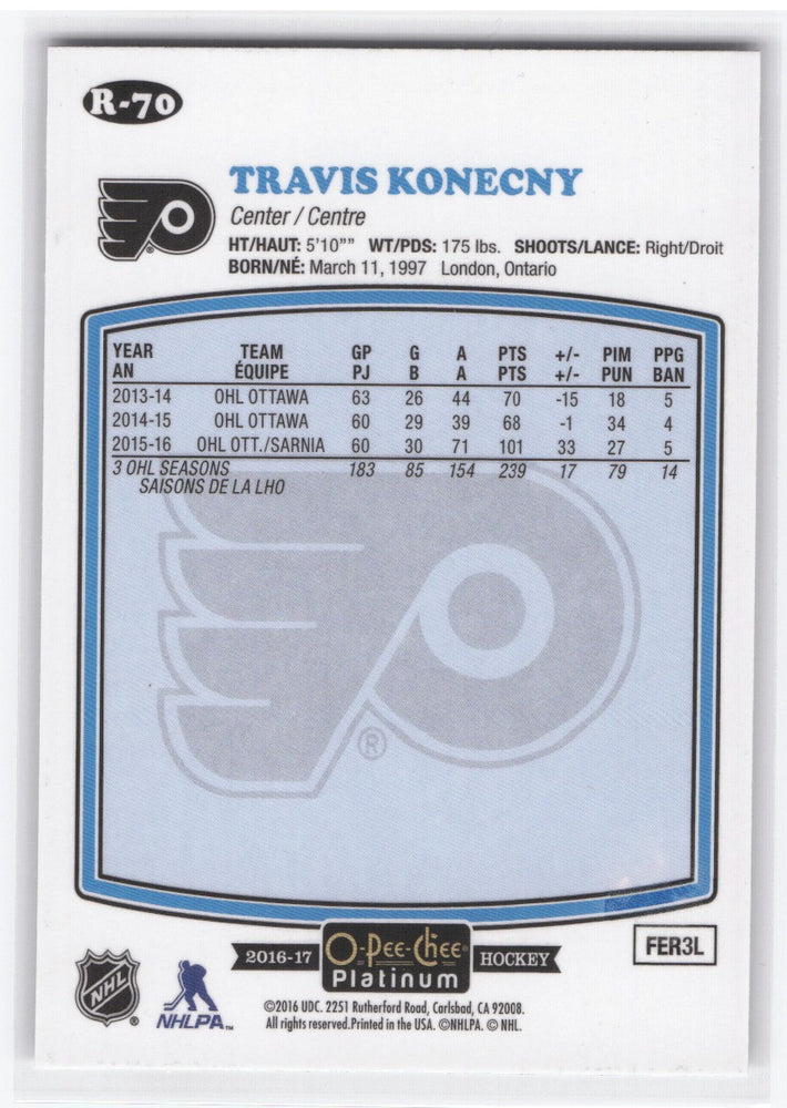 2016-17 Upper Deck O-Pee-Chee Platinum Retro Rookie R-70 Rookie Rc Travis Konecny