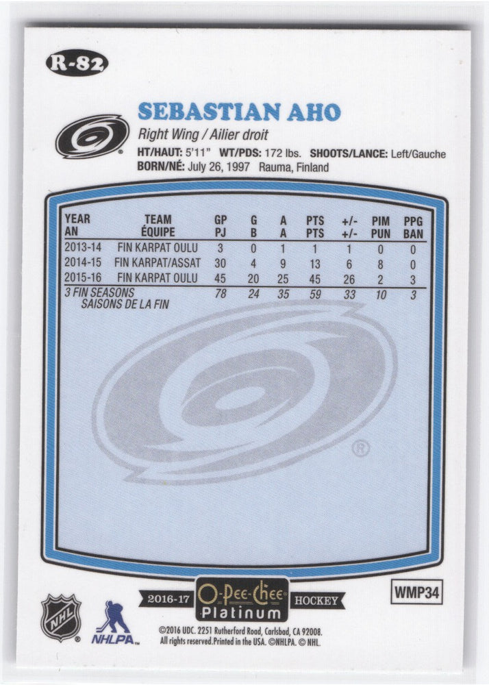 2016-17 Upper Deck O-Pee-Chee Platinum Retro Rookie R-82 Rookie Rc Sebastian Aho