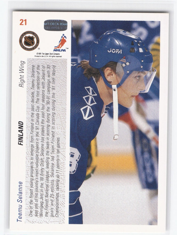 1991 Upper Deck Canada Cup #21 Rookie Rc Teemu Selanne