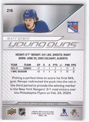 2024-25 Upper Deck Series 1 Young Guns #216 Rookie Rc Matt Rempe