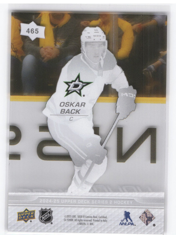 2024-25 Upper Deck Seroes 2 Young Guns Clear #465 Rookie Rc Oskar Back