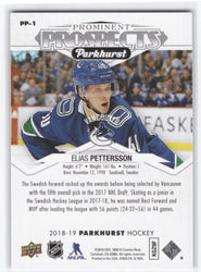 2018-19 Upper Deck Parkhurst Hockey Prominent Prospects Pp-1 Rookie Rc Elias Pettersson