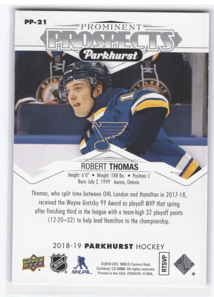 2018-19 Upper Deck Parkhurst Hockey Prominent Prospects Pp-21 Rookie Rc Robert Thomas