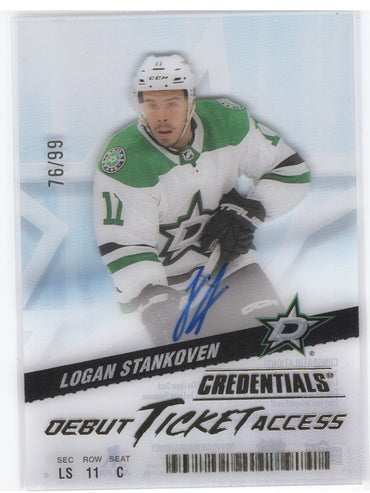 2024-25 Upper Deck Credentials Debut Ticket Access Clear Dtaa-Ls Rookie Rc Logan Stankoven /99