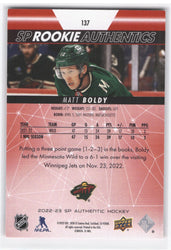 2022-23 Upper Deck Sp Authentic Sp Rookie Authentics #137 Rookie Rc Matt Boldy