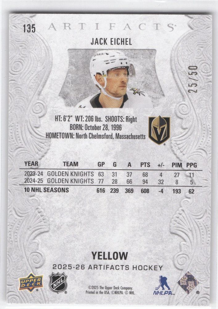 2025-26 Upper Deck Artifacts Yellow #135 Jack Eichel /50