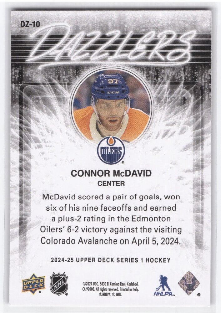 2024-25 Upper Deck Series 1 Dazzlers Dz-10 Connor Mcdavid