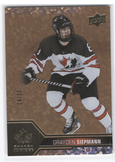 2022 Upper Deck Team Canada Juniors Gold Speckle #35 Grayden Siepmann /25