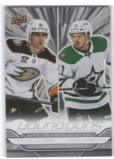 2024-25 Upper Deck Series 1 Young Guns Checklist Outburst #250 Rookie Rc Cutter Gauthier Logan Stankoven