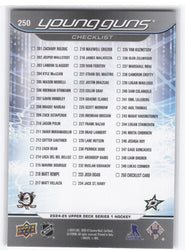 2024-25 Upper Deck Series 1 Young Guns Checklist Outburst #250 Rookie Rc Cutter Gauthier Logan Stankoven