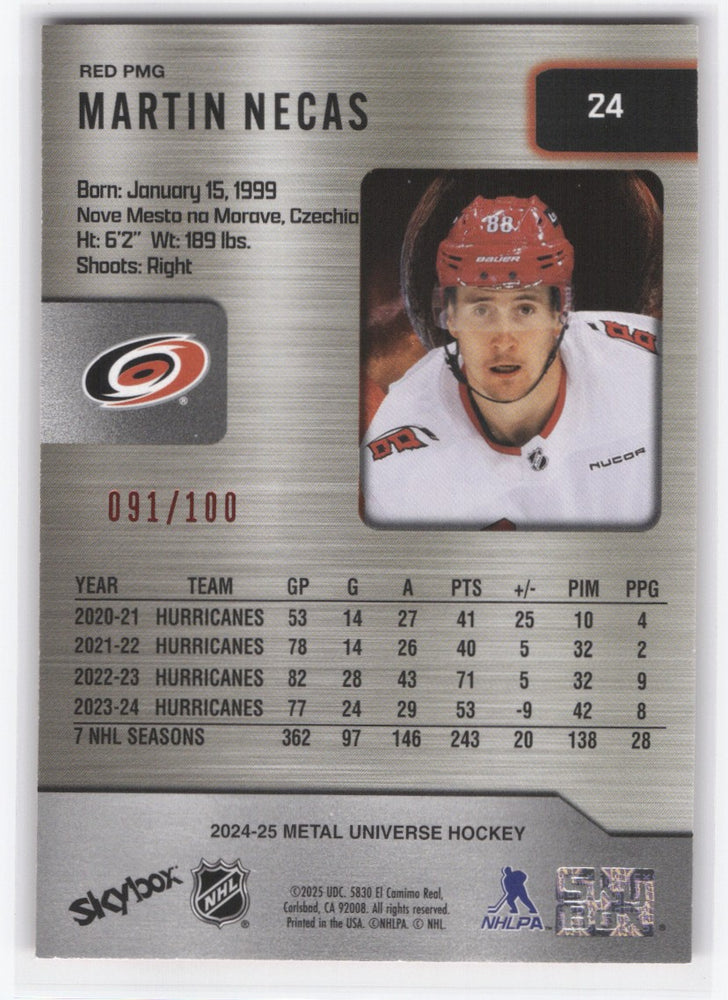 2024-25 Skybox Metal Universe Precious Metal Gems #24 Martin Necas /100