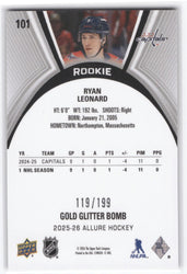 2025-26 Upper Deck Allure Gold Glitter Bomb #101 Rookie Rc Ryan Leonard /199