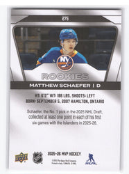 2025-26 Upper Deck Mvp Silver Edition Rookies #275 Rookie Rc Matthew Schaefer