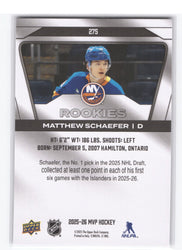 2025-26 Upper Deck Mvp Silver Edition Rookies #275 Rookie Rc Matthew Schaefer