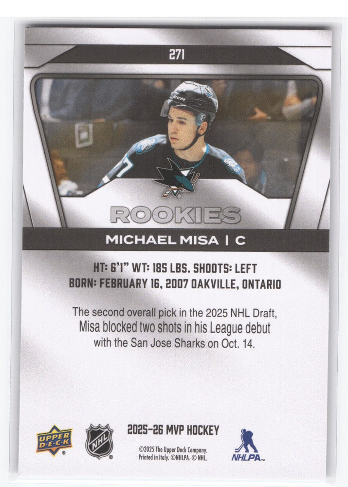 2025-26 Upper Deck Mvp Silver Edition Rookies #271 Rookie Rc Michael Misa