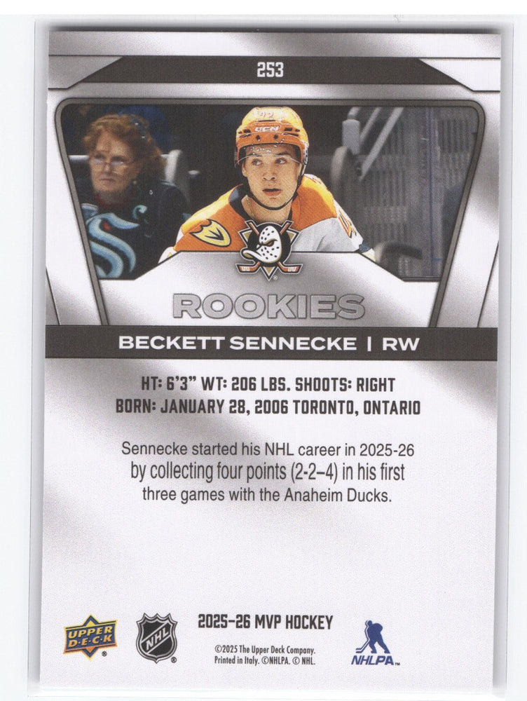 2025-26 Upper Deck Mvp Silver Edition Rookies #253 Rookie Rc Beckett Sennecke