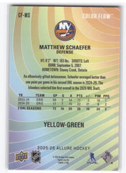 2025-26 Upper Deck Allure Yellow Green Cf-Ms Rookie Rc Matthew Schaefer
