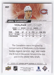 2022-23 Upper Deck Series 2 Young Guns #451 Rookie Rc Juraj Slafkovsky