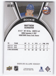 2025-26 Upper Deck Allure Rookie Ar-Ms Rookie Rc Matthew Schaefer