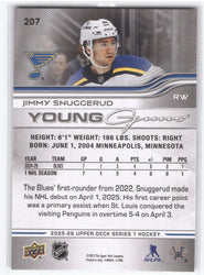 2025-26 Upper Deck Series 1 Young Guns #207 Rookie Rc Jimmy Snuggerud
