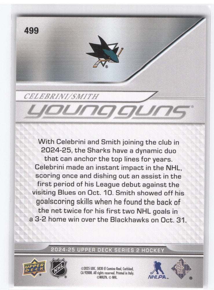 2024-25 Upper Deck Series 2 Young Guns Teammates #499 Rookie Rc Macklin Celebrini Will Smith