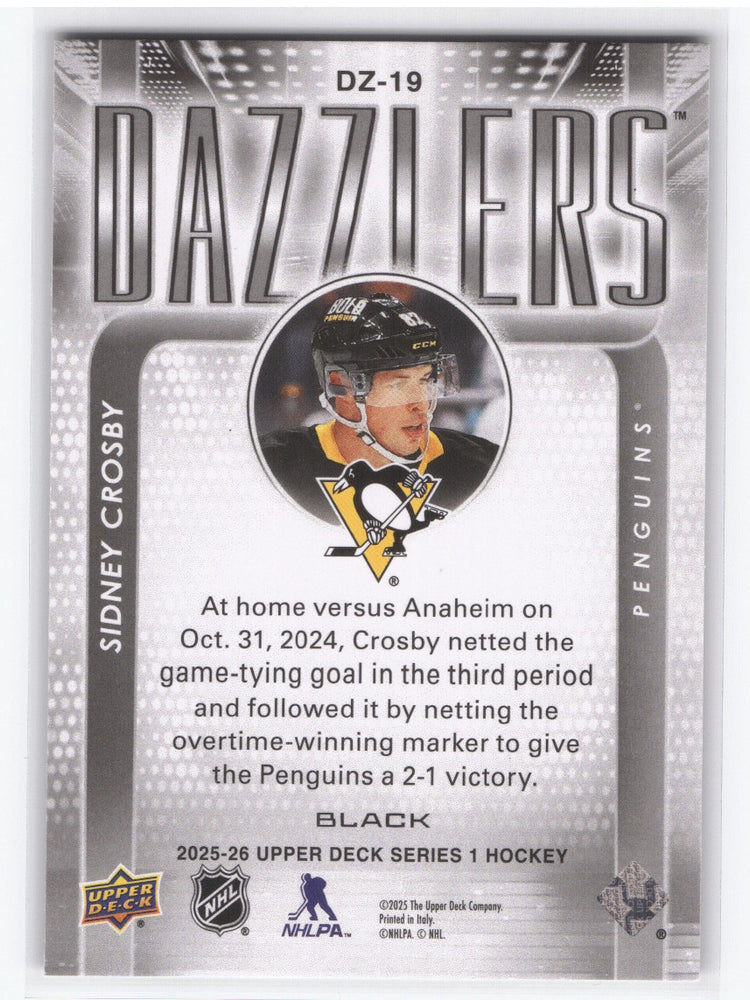 2025-26 Upper Deck Series 1 Black Dazzlers Dz-19 Sidney Crosby