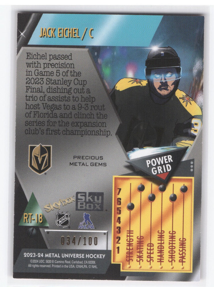 2023-24 Skybox Metal Universe Precious Metal Gems Rt-18 Jack Eichel /100