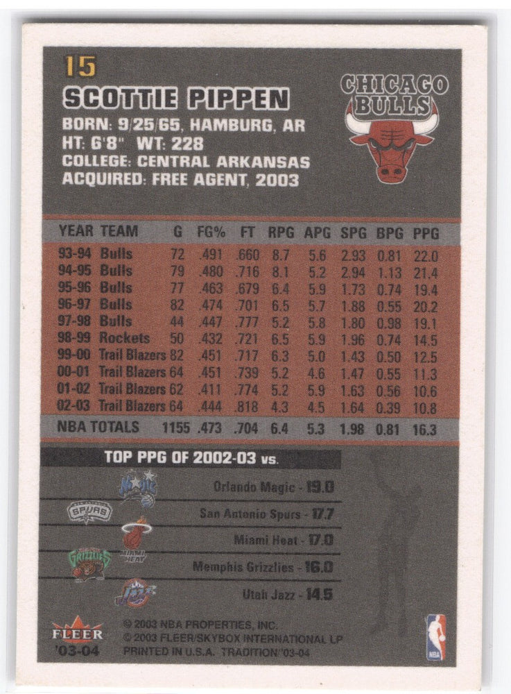 2003 Fleer Tradition #15 Scottie Pippen