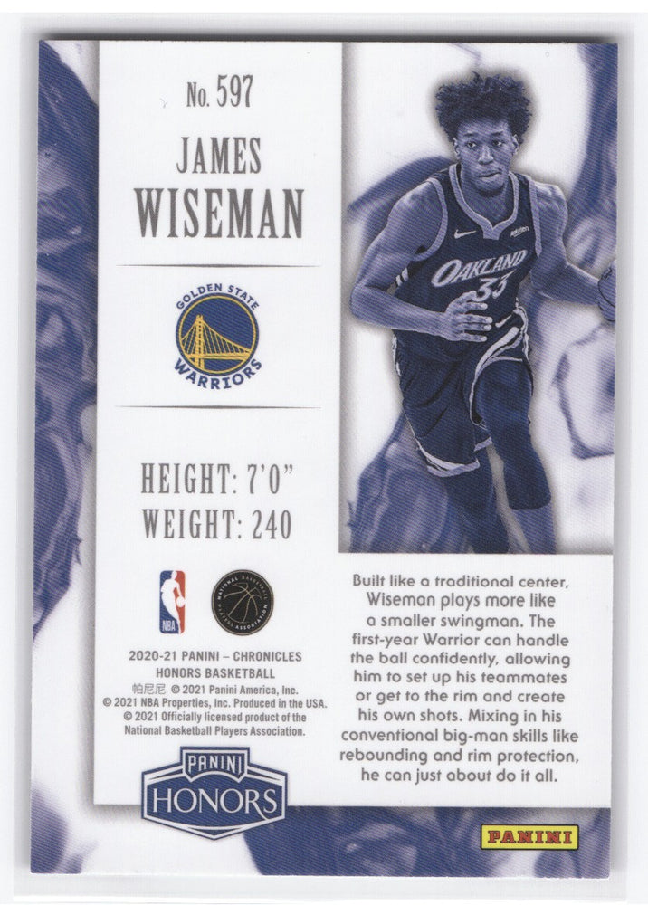 2020-21 Panini Honors #597 Rookie Rc James Wiseman