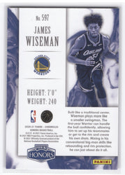 2020-21 Panini Honors #597 Rookie Rc James Wiseman