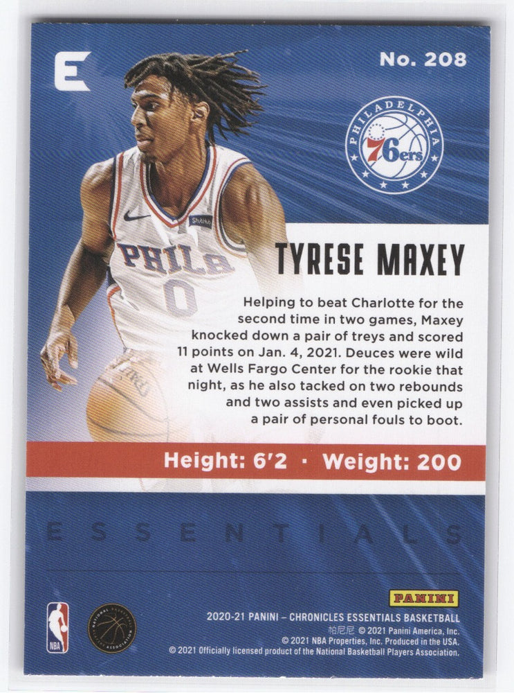 2020-21 Panini Chronicles Essentials #208 Rookie Rc Tyrese Maxey