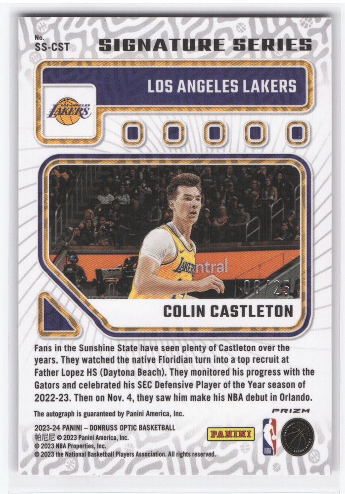 2023-24 Panini Donruss Optic Signature Series Pink Ss-Cst Rookie Rc Auto Colin Castleton /25