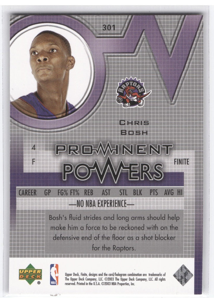 2003 Upper Deck Prominent Powers #301 Rookie Rc Chris Bosh