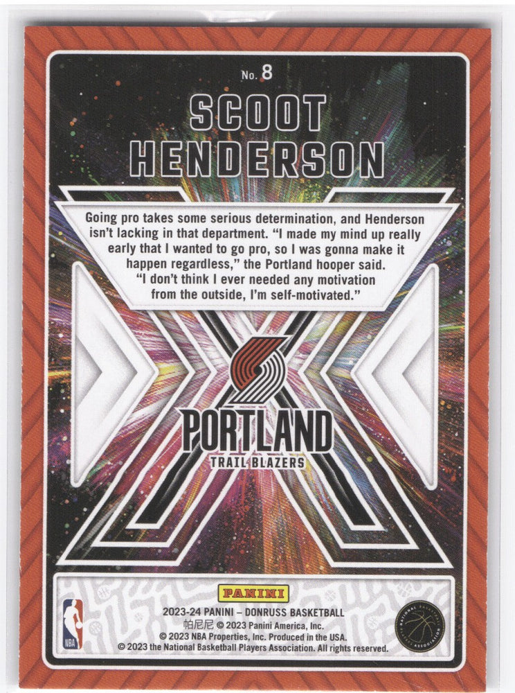 2023-24 Panini Donruss Great X-Pectations #8 Rookie Rc Scoot Henderson